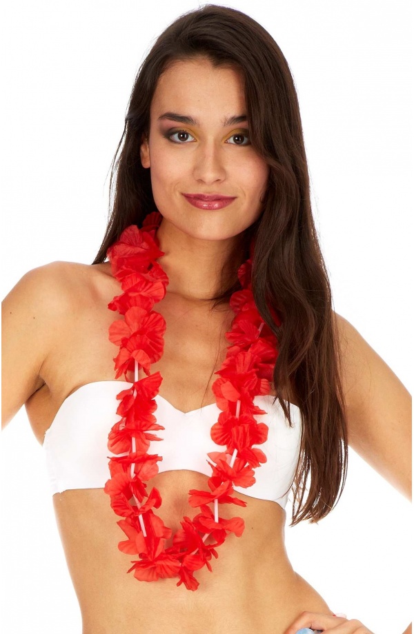 La selva amazónica Espesar carta Collar de Flores Rojas para Disfraz de Hawaiana o Hawaiano