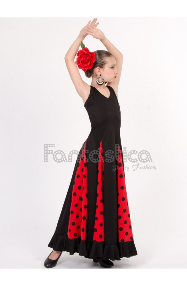 Disfraz Sevillana Rojo topos negros. para category_name