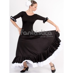 Falda flamenca profesional modelo Sevillana negro y blanco - Flamencodesign  Sevilla