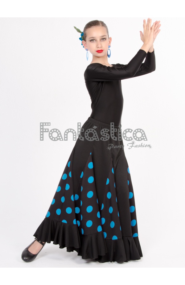 Falda de Flamenca / Sevillana para Mujer con Volantes y Lunares Violeta y  Negro