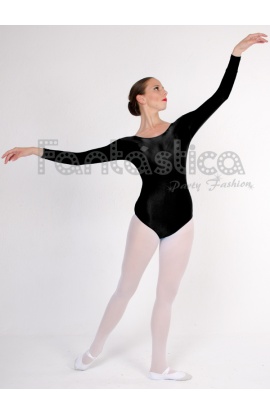M, Plata Maillot de Danza Ballet Gimnasia Leotardo Body Clásico Elástico para Mujer de Manga Larga Cuello Redondo 