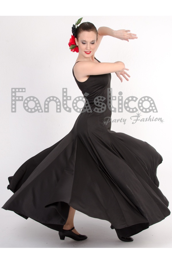 Vestido de Flamenca / Sevillana para Mujer Color Negro Liso