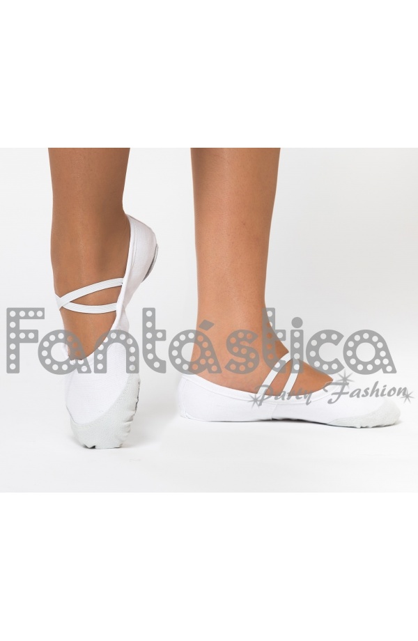 Zapatillas ajustables para Ballet, Danza y Gimnasia Blanco - Tallas Niña y