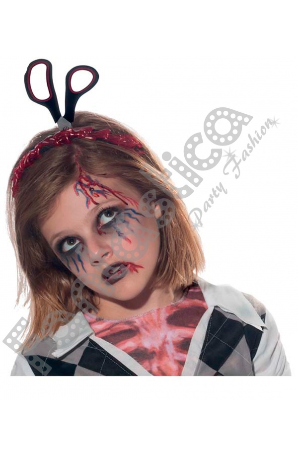Jeringa en cabeza Halloween diadema cabeza joyas horror médico macabra artículos de broma