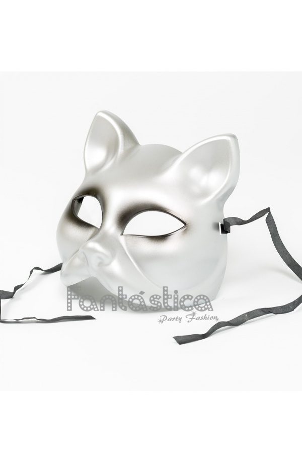 Silver and Black Cat Mask for costumes