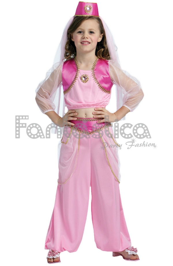 Disfraz de Bailarina Árabe Gris con Velo para Niña - MiDisfraz