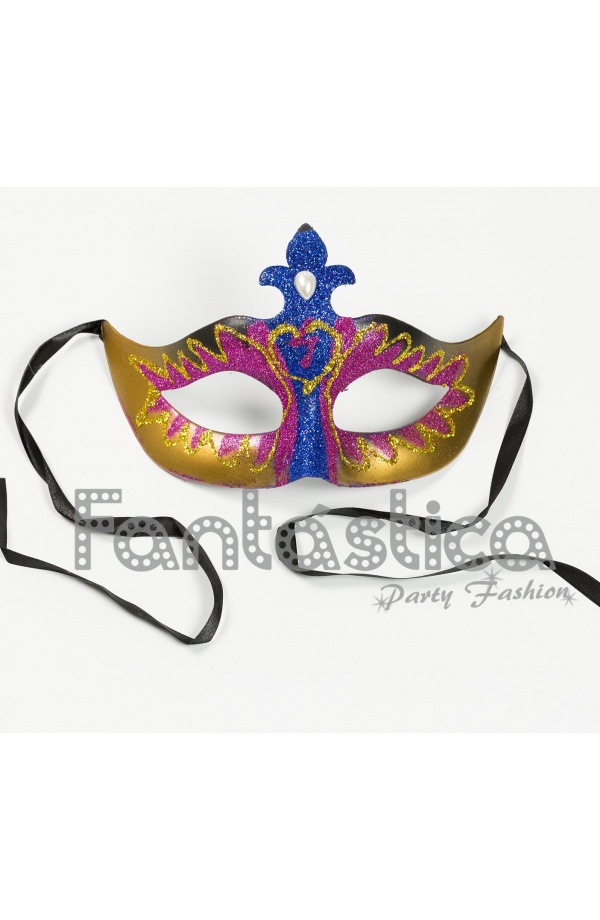 Antifaz Máscara Veneciana para Carnaval Multicolor con Purpurina I