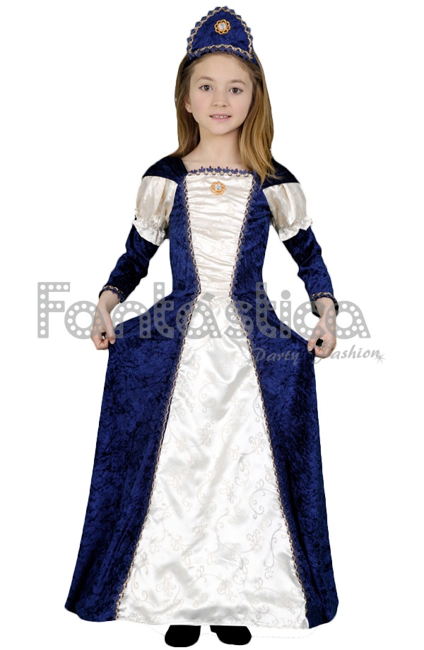 Desventaja Corrección mínimo Disfraz para Niña Princesa Azul Dama Medieval VII