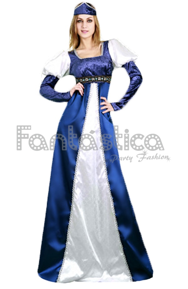Disfraz de Princesa medieval azul para mujer