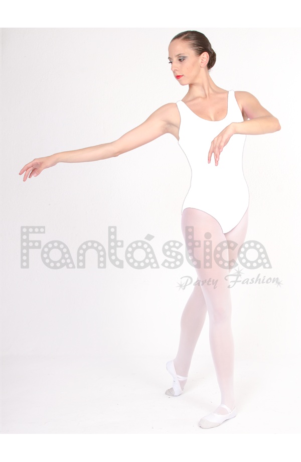 Maillot de Danza / Gimnasia para Mujer Tirante Ancho Color Blanco