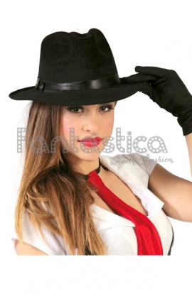 ángel Hablar Eslovenia Sombrero para Disfraz de Gángster Color Negro