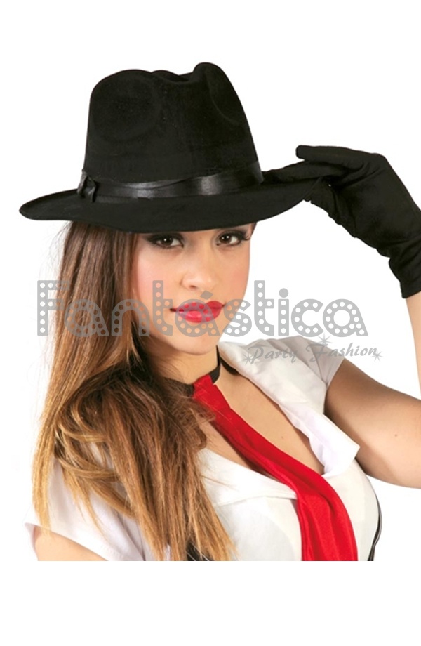 Aplastar Lograr Salón de clases Sombrero para Disfraz de Gángster Color Negro