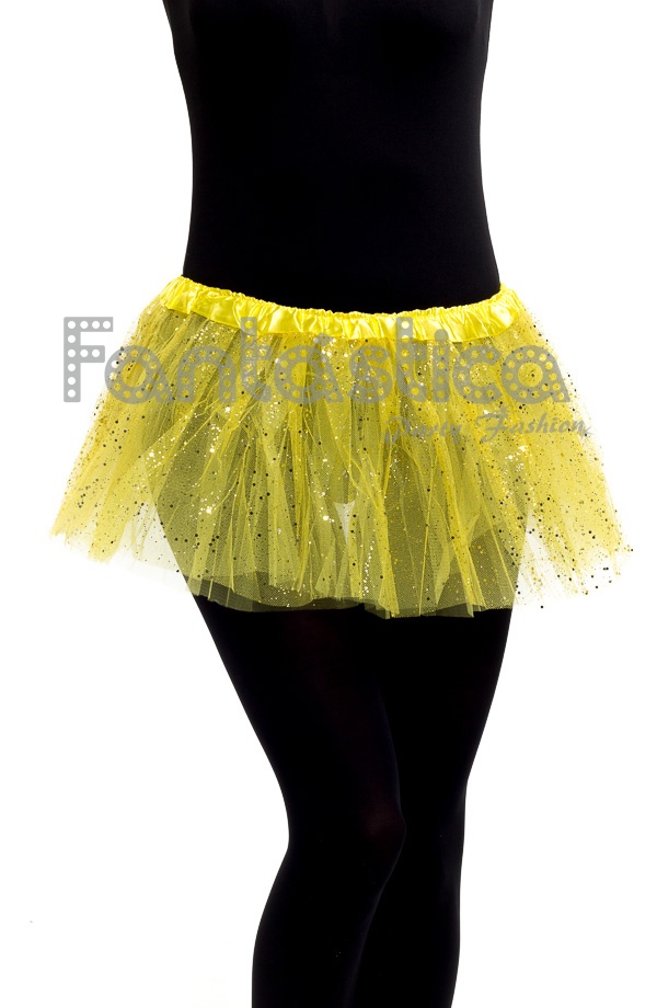 Tutú para Ballet y Danza - Falda de Tul para Niña y Mujer Color Amarillo  con Brillantitos Strass II