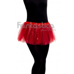 para Ballet Danza - Falda de Tul para Niña y Mujer Color Rojo con Strass II