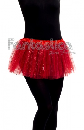Tutú Ballet y Danza - Falda de Tul para Niña y Mujer Color Rojo Brillantitos II
