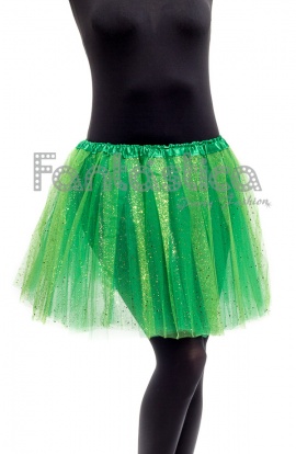 Tutú para Ballet y Danza - Falda de Tul para Mujer Color Verde con  Brillantitos Strass