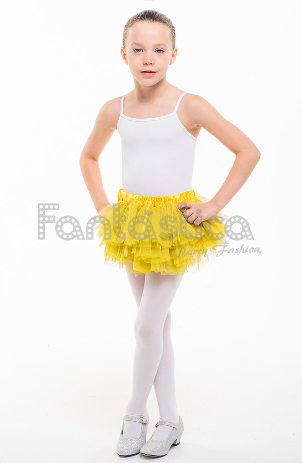Tutú para Ballet y Danza - Falda de Tul con volantitos para Bebé y Niña Pequeña Amarillo