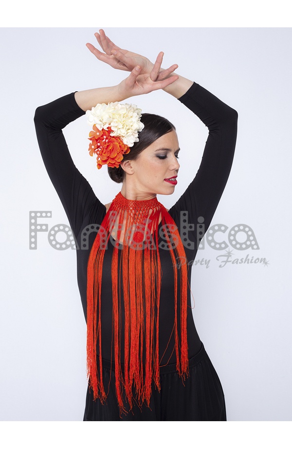 Flecos para Flamencas y Sevillanas - Flecos Color Naranja Melocotón Dorado  II