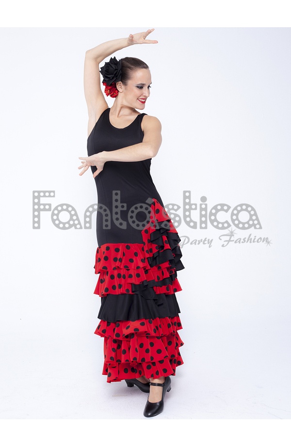 Disfraz Sevillana Rojo topos negros. para category_name