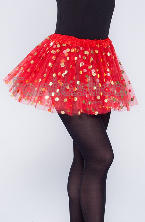 Para llevar componente Ambiente Tutú para Ballet y Danza - Falda de Tul con Lunares para Niña y Mujer Color  Rojo