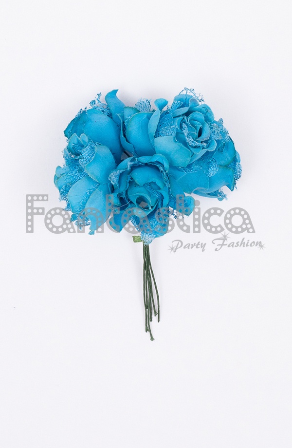 Ramillete de Rosas para el Pelo Modelo Fátima Color Azul Turquesa