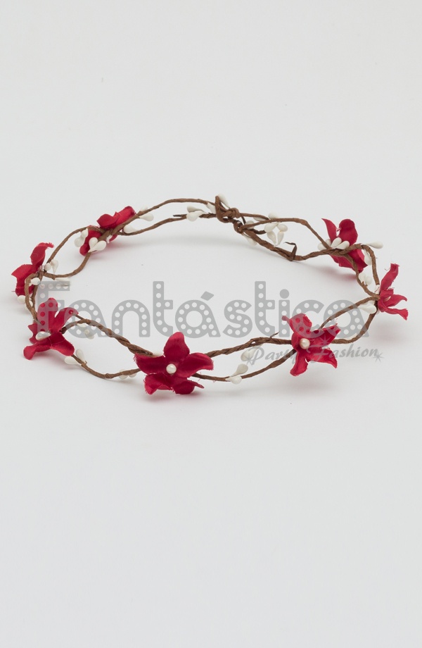 ritmo Elástico Simplificar Corona de Flores Rojo para el Pelo - Diadema de Flores para Mujer VIII