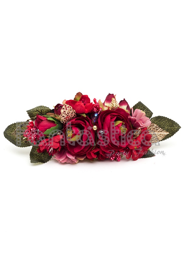 Tocado de Flores para el Pelo Sombrero Diana Color Burdeos