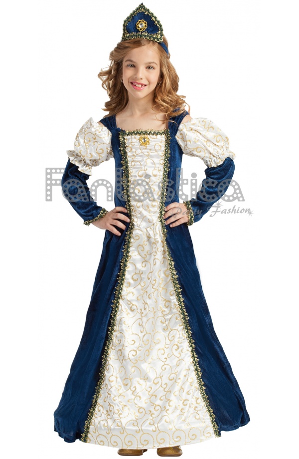 Sombreado Londres Comenzar Disfraz para Niña Princesa Medieval Azul