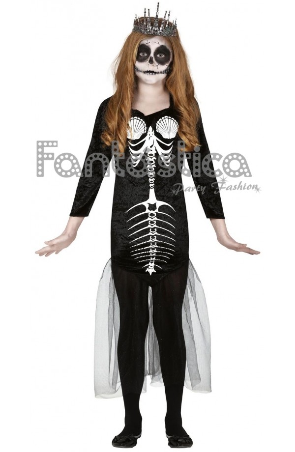 Disfraz de esqueleto de sirena para niñas