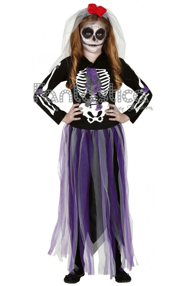 Zombie Ropa para Carnaval Partido Niños Aterrador Halloween Vestido IKALI Disfraces Esqueleto Niña Dia de los Muertos