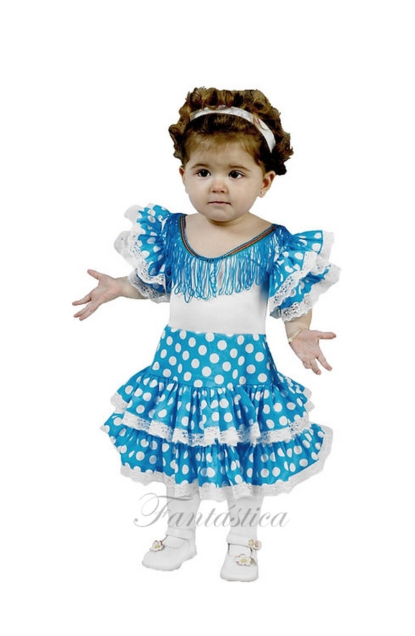 Realmente Espera un minuto cálmese Disfraz para Niña Bailarina Flamenca Vestido Azul