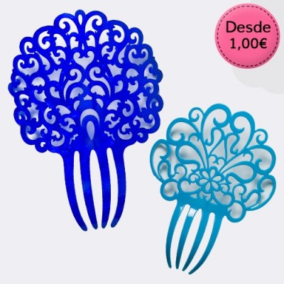 Peinetas Color Azul y Turquesa