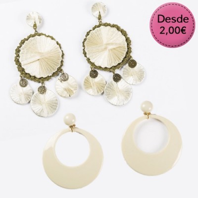 Pendientes de Flamenca Beige