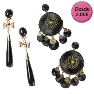 Black and grey Flamenco earrings