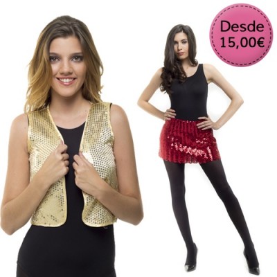 Minifaldas, shorts y chalecos de lentejuelas mujer