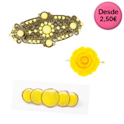 Broches Flamencos Color Amarillo