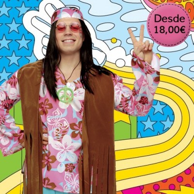 Disfraces de Rockero Heavy Metal y Hippie Hombre