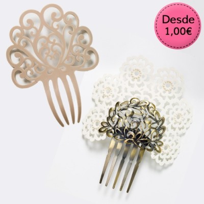 White and Beige Spanish Flamenco Hair Combs