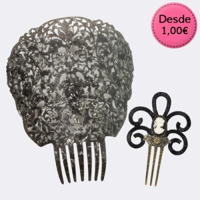 Grey and Black Flamenco Hair Combs